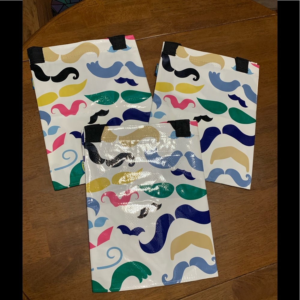 3 IKEA Banglig bags New colorful Mustache.